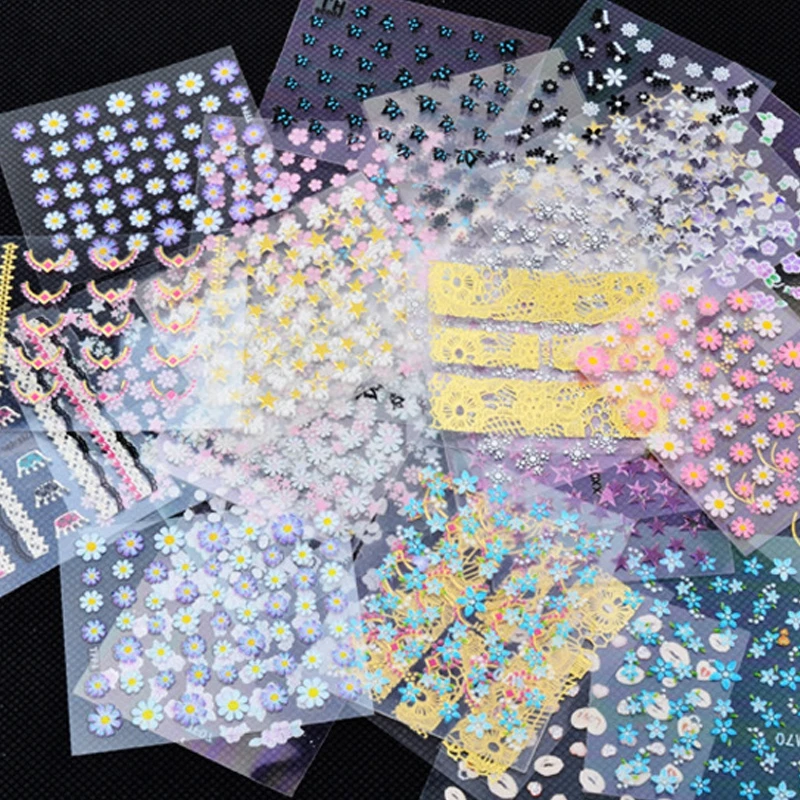 Набор наклеек для ногтей с четырьмя лилиями Смешанные Цветочные наклейки