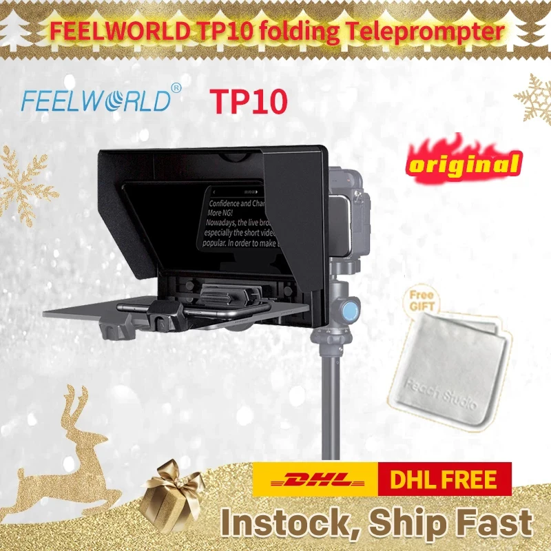 Складной телесуфлер FEELWORLD TP10 подходит для фотоаппарата диагональю 10 дюймов SLR с