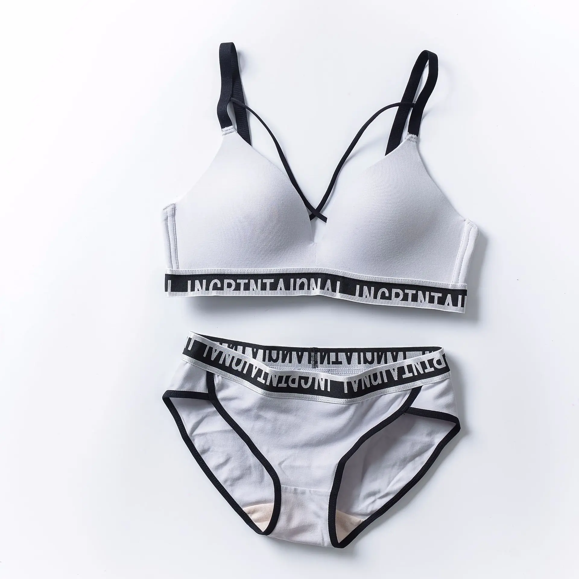 Летний топ наборы для девочек спортивный бюстгальтер пуш-ап и трусики дышащие