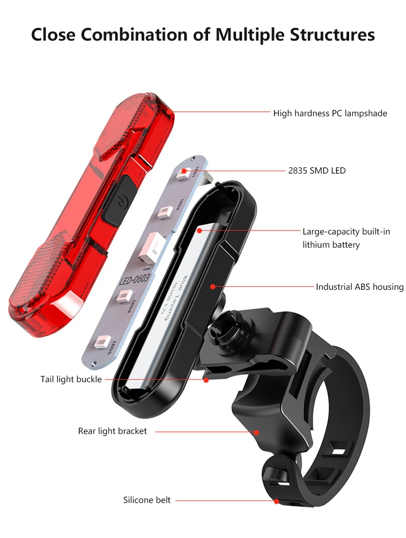 

New Bike Light Usb Charging Waterproof Led Warning Lamp Night Cycling Rear Lamp Bicycle Accessorie Mountain Bike Equipment Led