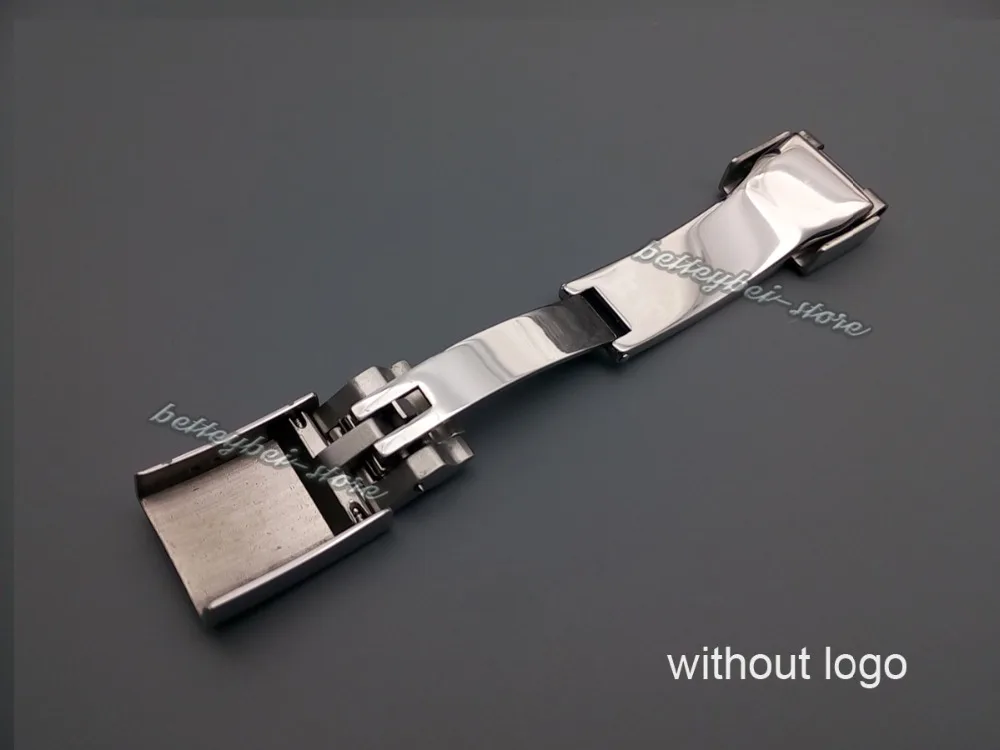 16mm x 9mm New Silver Polished Brushed Solid Stainless Steel Watch Band Buckle Deployment Clasp For Steel Bracelet Rubber Strap