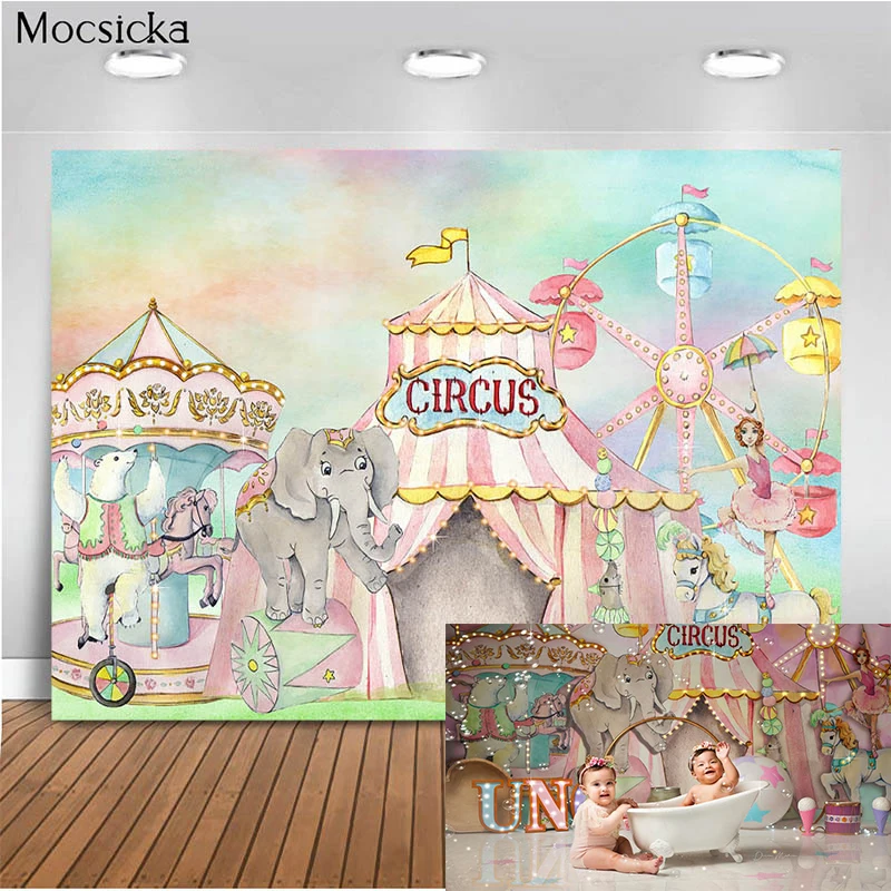 

Circus Theme Birthday Party Backdrop Newborn Children Portrait Photography Background Circus Carnival Baby Shower Photocall Prop