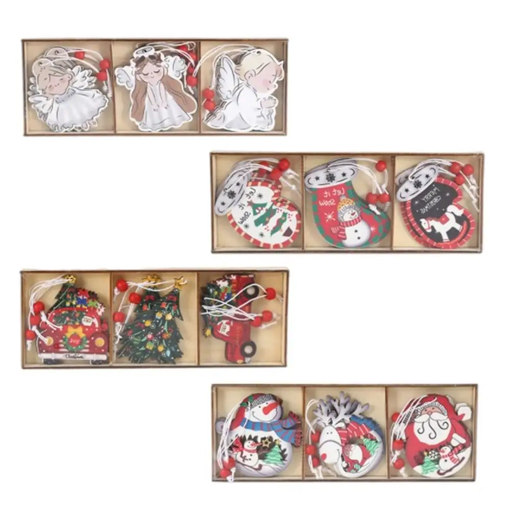 

Украшения для рождественской елки, креативный цвет, окрашенный ангел, автомобиль, узоры для рождественской елки, подвесные украшения для ро...