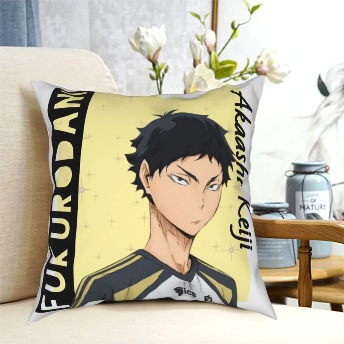 Квадратная подушка Akaashi Keiji Haikyuu чехол из полиэстера с принтом на молнии