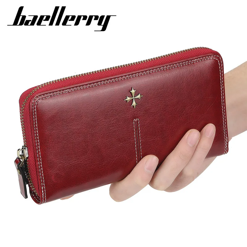 Длинный женский кошелек Baellerry с тремя отделениями для карт модный вместительный