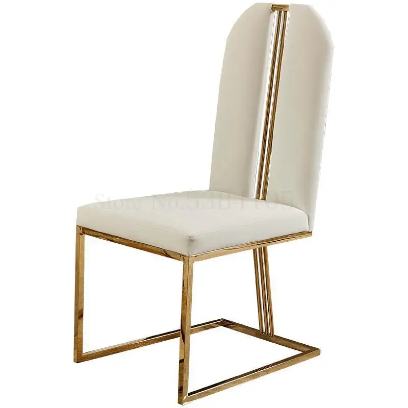 Современное роскошное обеденное кресло из нержавеющей стали с высокой спинкой