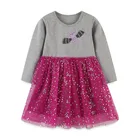 Платья принцессы с длинными рукавами для девочек, платья-пачки с аппликацией животных, детская осенне-зимняя одежда, свадебные платья, 2021