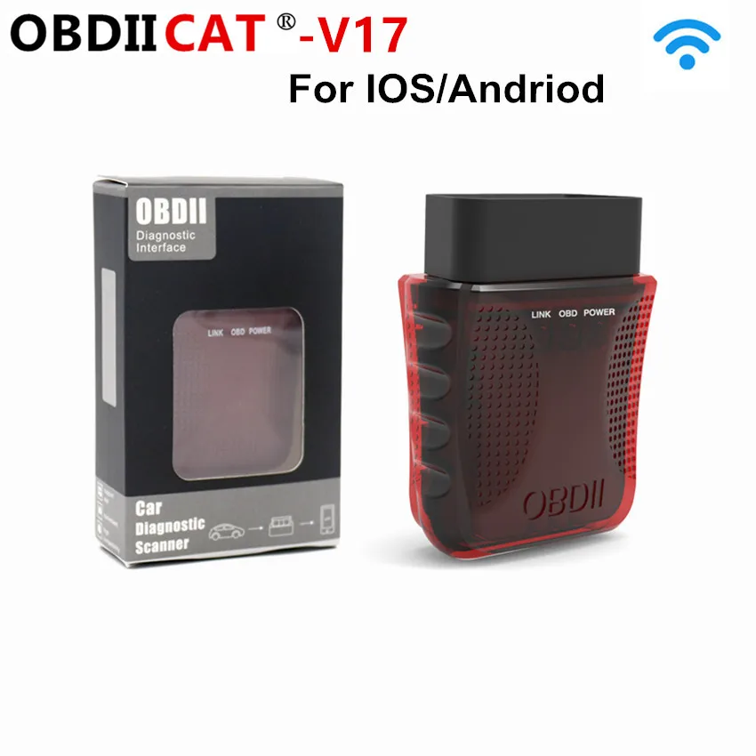 OBDIICAT-V17 Wifi ELM327 v1.5 Supports OBD2 OBDII Protocols for IOS & Android ELM 327 Auto Diagnostic Scanner Tool