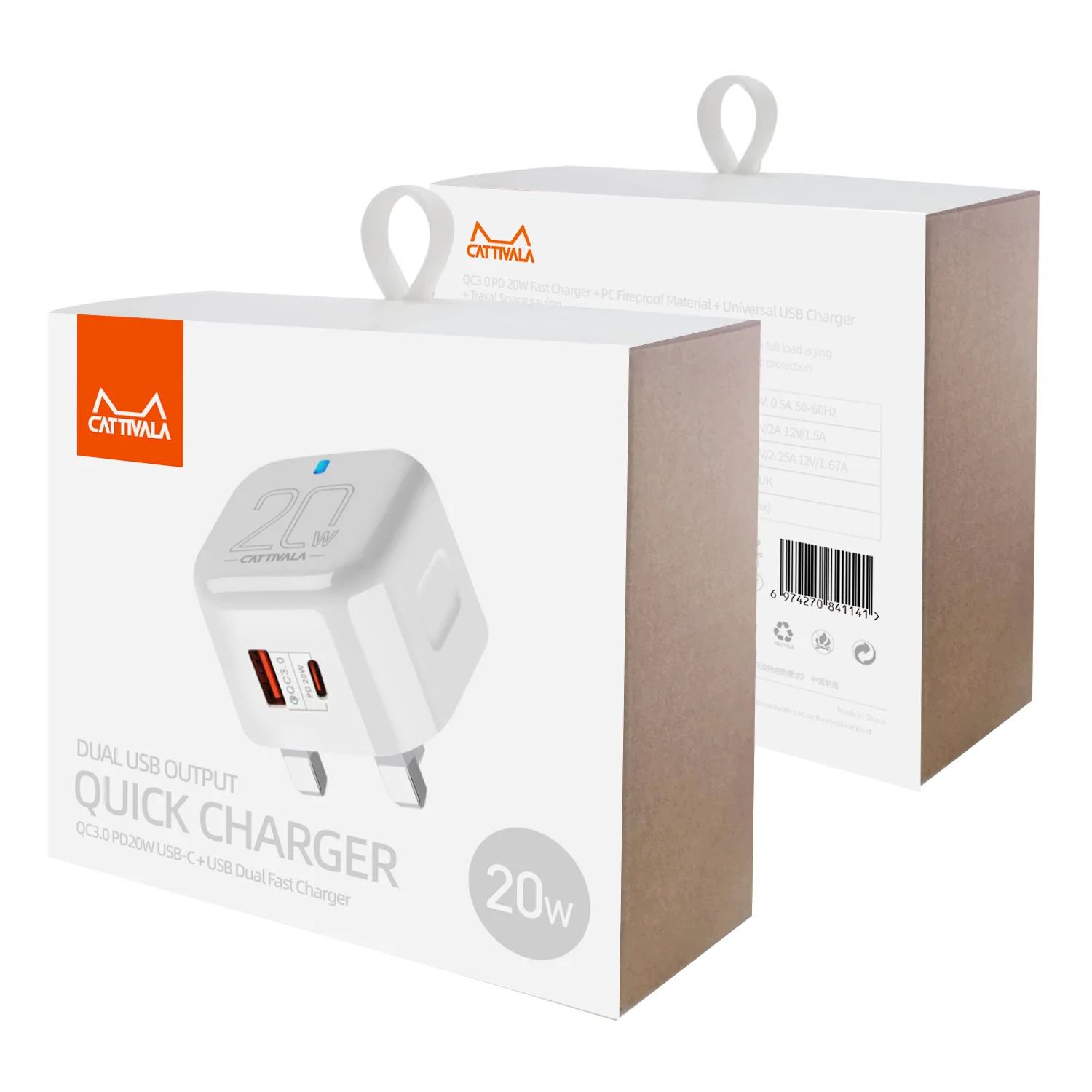 Сетевое зарядное устройство Plextone CATTIVALA C20 с 4 USB-портами и поддержкой быстрой
