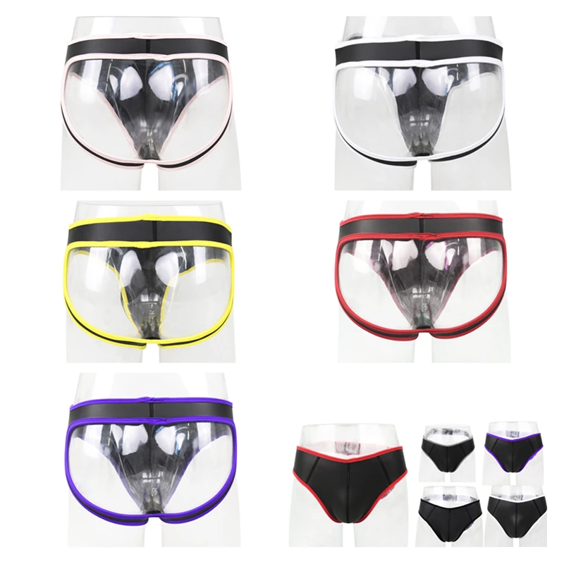 

Mens Wet Look Leather Underwear Men's leather sexy underwear Panties Men's Leather Pants Fork Skinny Pants G-string Knickers