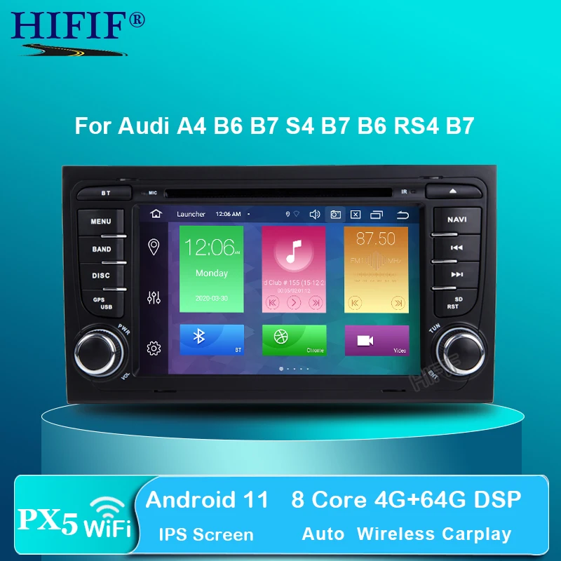 DSP Android 11 8 ядер/4 ядра Автомобильный GPS для Audi A4 B6 B7 S4 RS4 SEAT Exeo dvd плеер радио IPS экран