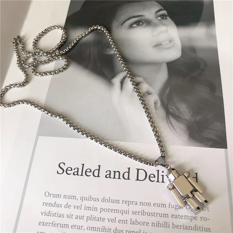 Модное ожерелье с роботом подвеска в стиле хип хоп из титановой стали аксессуары