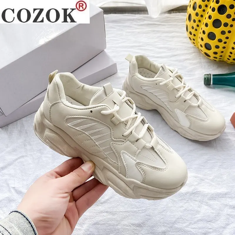 

Women Platform Sneakers Leather Casual Ladies Chunky Shoes 2020 White Woman High Black Fashion Brand Thick Soled Wedge Sneakers