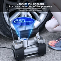 12v heavy duty double cylinder electric portable inflator portable air compressor led with digital display