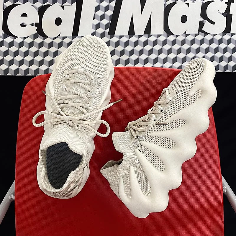 

Men Sock Shoes White Casual Shoes Comfortable Breathable Outdoor Slip on Knit Sneakers 39-44