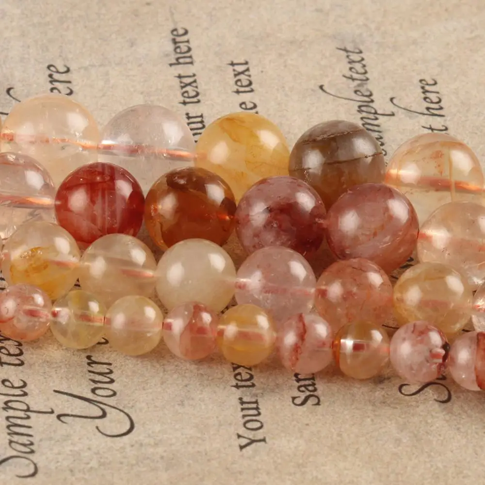

6/8/10/12mm Multi-inclusions Crystal Bead Round Spacer Quartz Beads Charms Bracelet Necklace DIY For Jewelry Making Findings