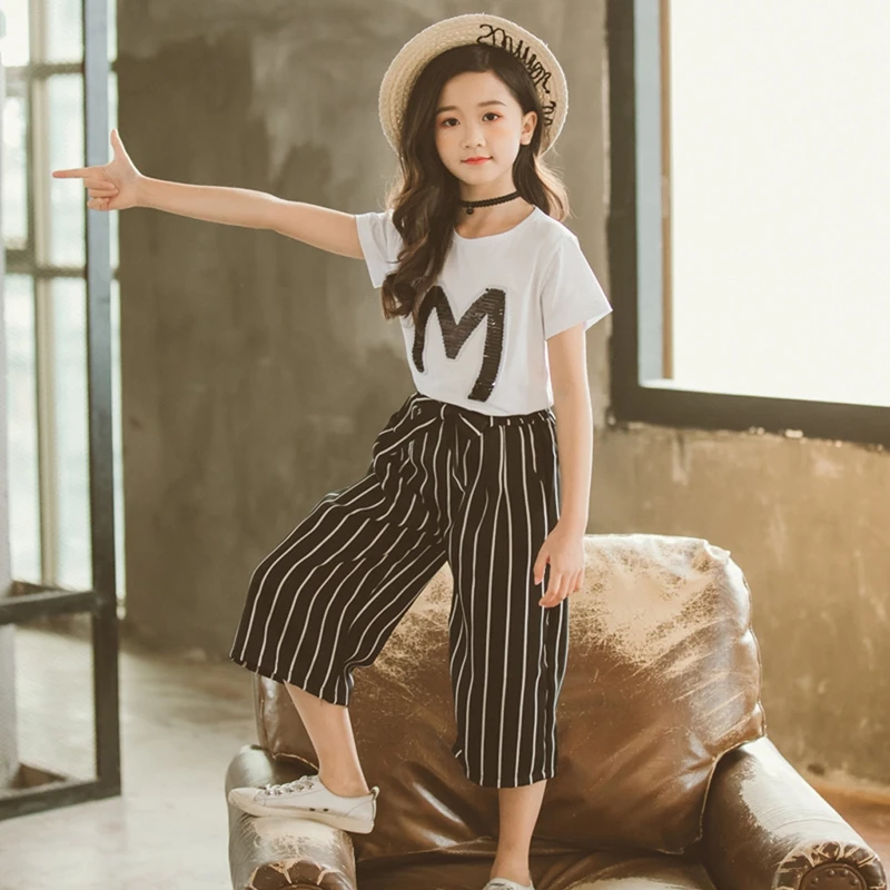 Одежда для девочек подростков Футболка с блестками и надписью Топы короткими