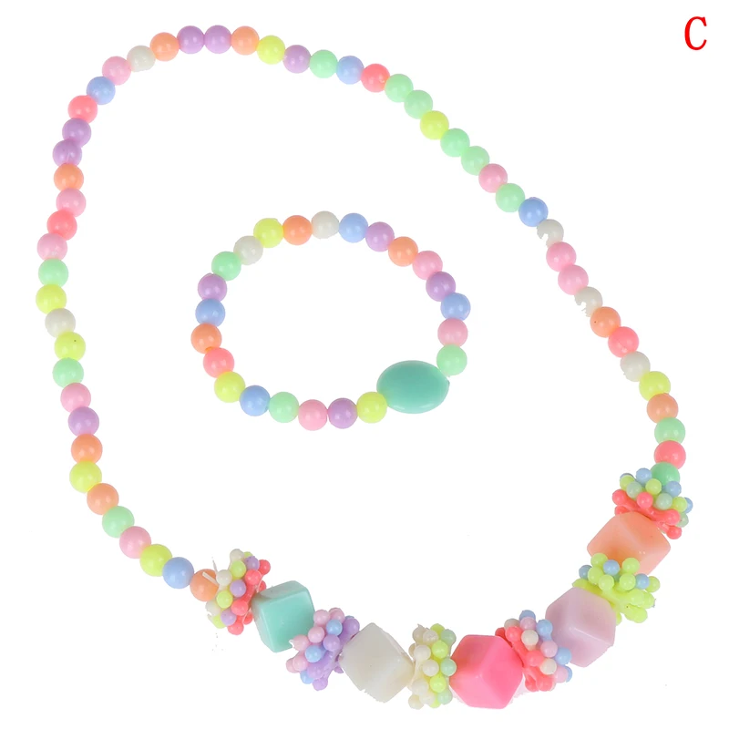 1Set new child beads necklace colorful girls bubblegum handmade for kids toy | Детская одежда и обувь