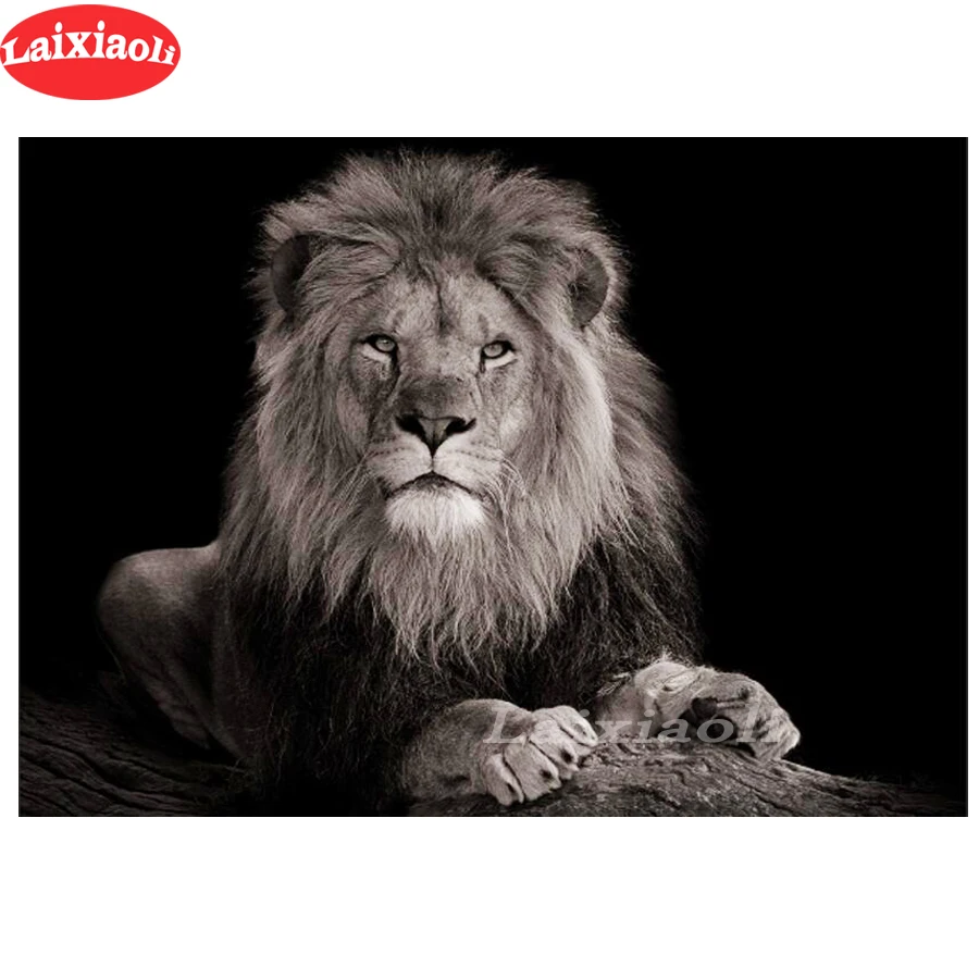 

Новогодний подарок, алмазная живопись, черный, белый лев, «сделай сам», 5D полноразмерная круглая Алмазная вышивка, Алмазная мозаика, вышивка...