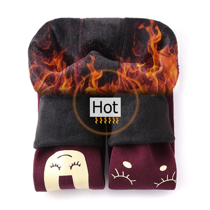 Осенне зимние леггинсы для девочек детские с принтом штаны бархатные теплые