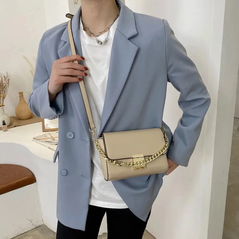 

Fashion PU Leather Chain Handbag Shoulder Bags for women new hand bill lading shoulder bag Solid clolor square bag handbags