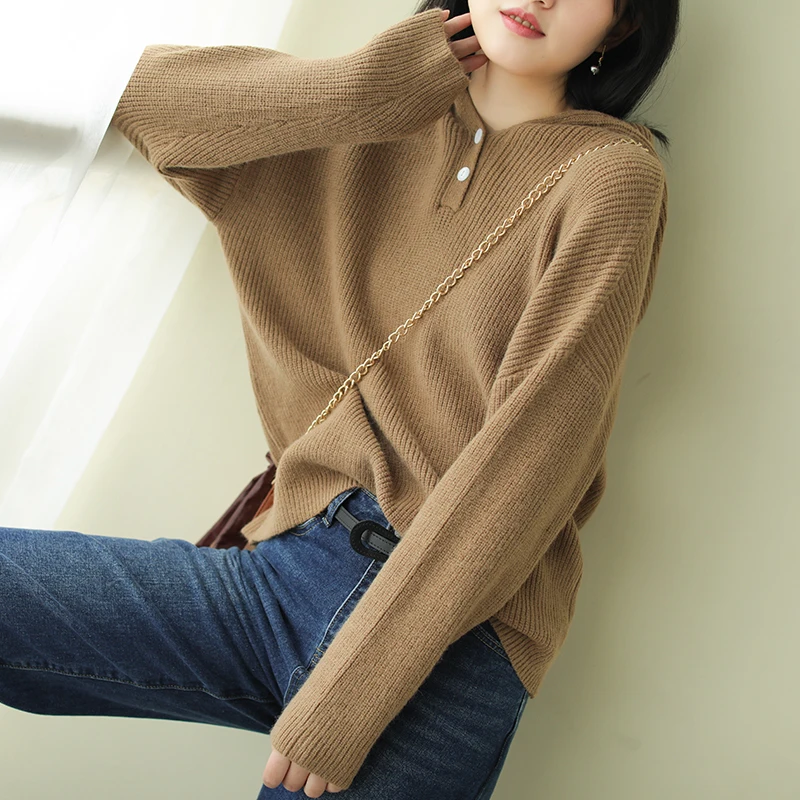 Johnature Women Hooded Pullover Sweaters Vintage Knitted Solid Color Spring Cloths 2020 New Casual Loose | Женская одежда
