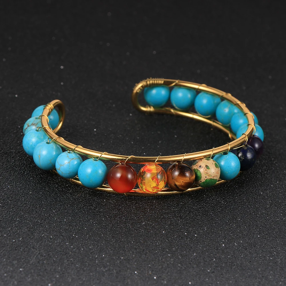 Женский браслет из натурального камня 7 чакр аметисты лазурит исцеление йогой