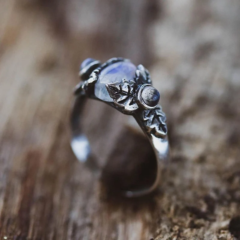 Мистический огненный опал кольца для женщин античный серебряный цвет роза