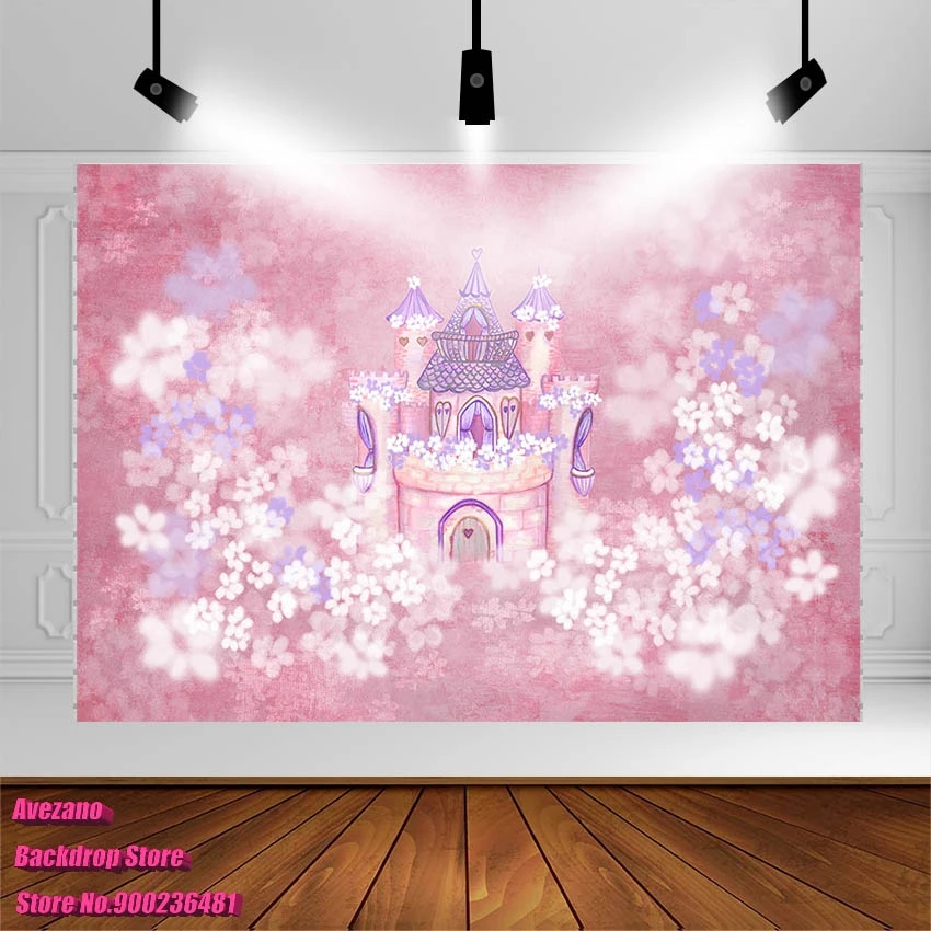 

Avezano фон для фотосъемки с изображением замка принцессы Розовые фоны для фотостудии декор для фотосъемки винтажный реквизит