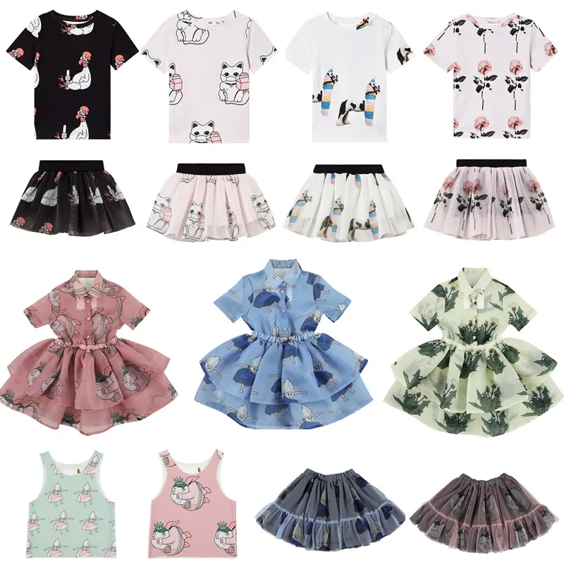 Комплекты одежды для девочек новинка летняя футболка с цветочным рисунком