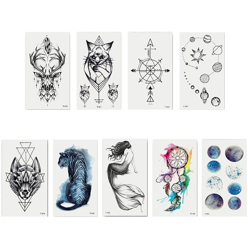 1 шт. Геометрическая наклейка для татуировок женщин и мужчин водонепроницаемая