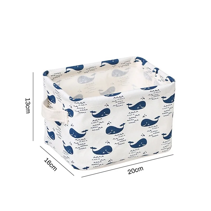 

Cotton Foldable Desktop Storage Basket Sundries Storage Box Underwear Cosmetic Organizer Jewelry Scarf Socks Storage Basket Bags