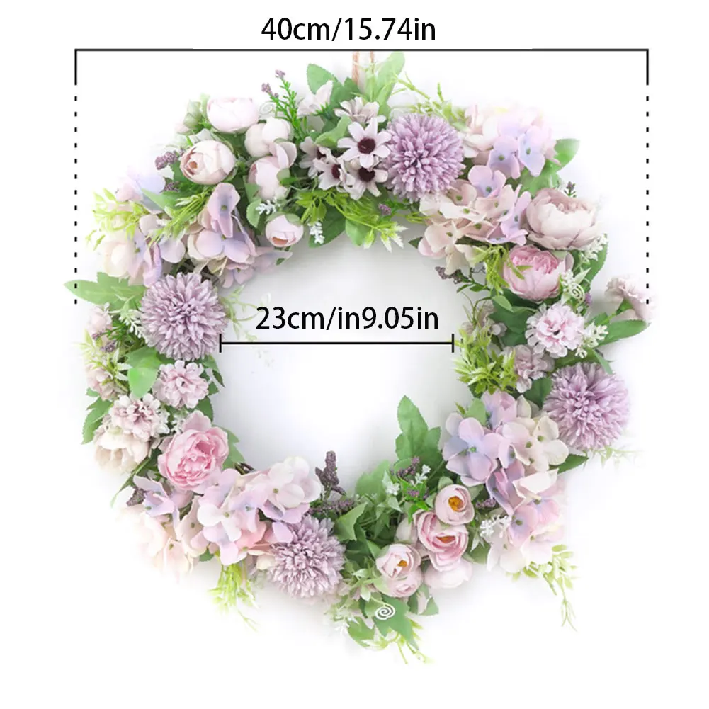 

Wreath Decoration Door Flower Garland Hanging Artificial Flower Plant Easter Wreath Wall Decoration Purple Decor For Home Party