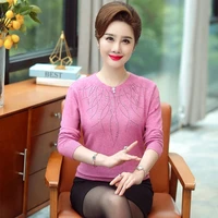 2020 women pullover autumn and winter sweater loose long sleeve knitted wool basic shirt sweater mother clothing tops