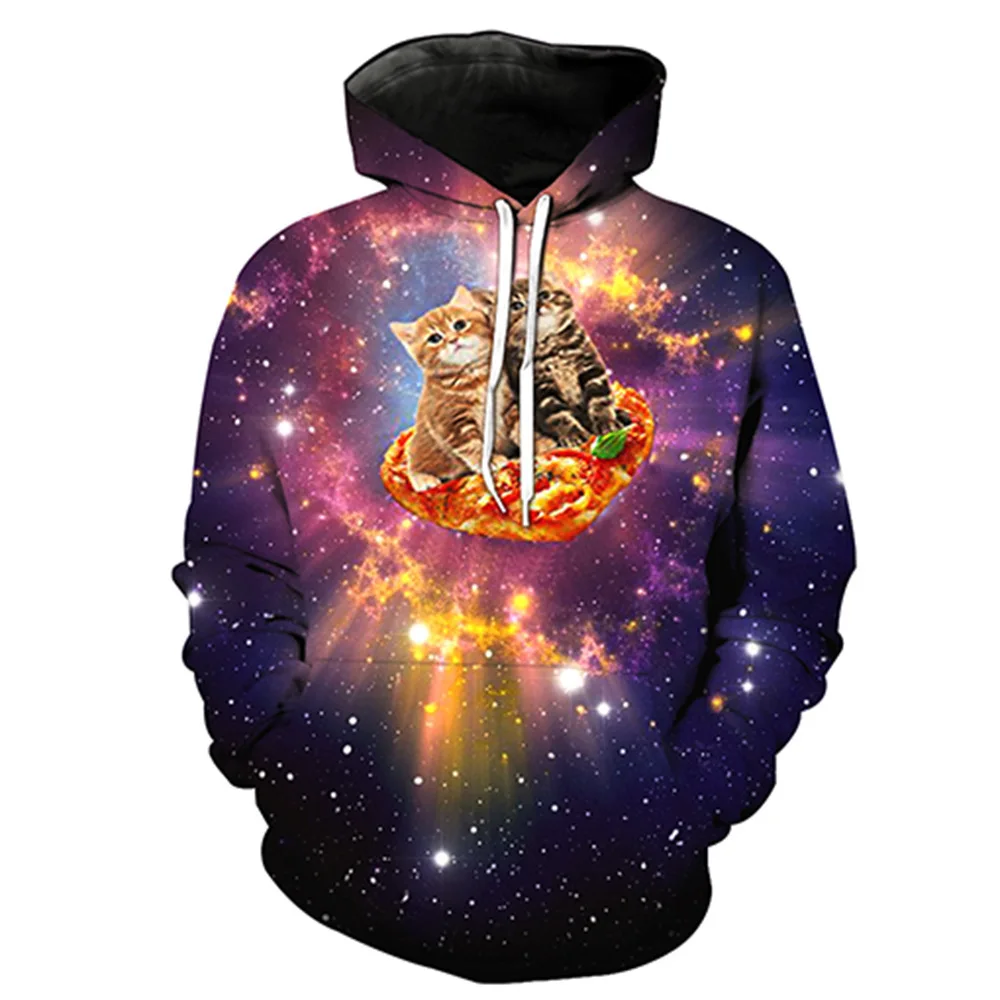 

CNUUIKOOEK Sweatshirts Men's 3D Star Cat Printed Hooded Pocket Pullover Hoody Fashion Hooded Men's Hoodies