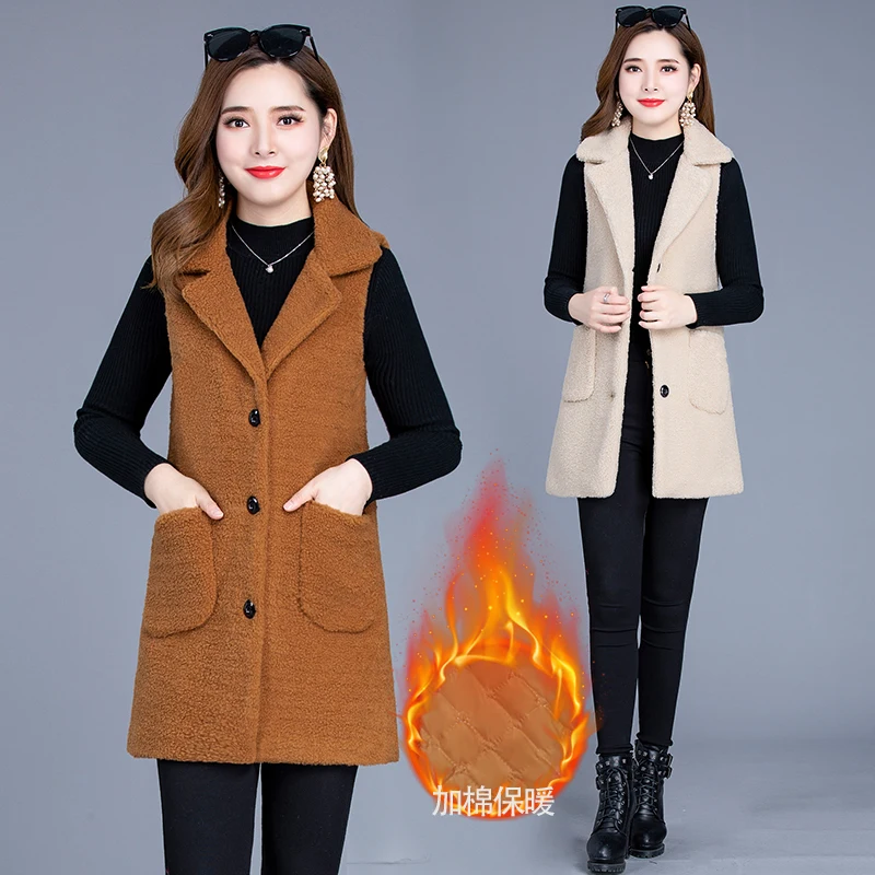 Женский длинный шерстяной жилет размера плюс 2020 шерстяное пальто без рукавов
