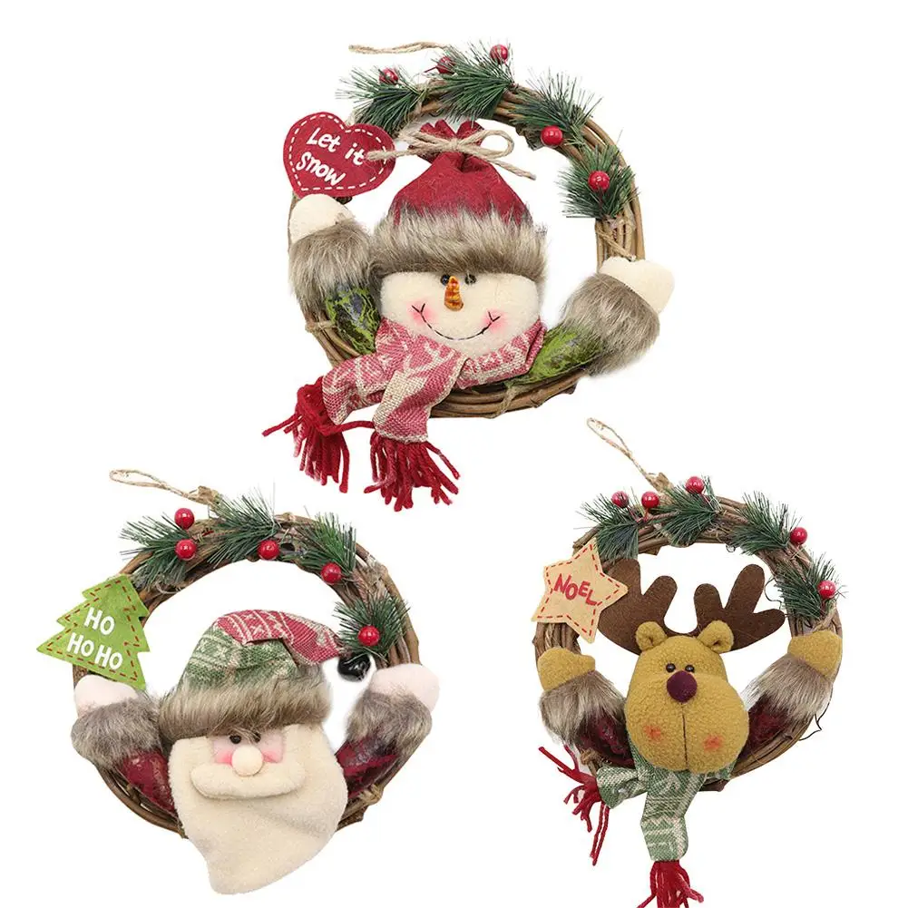 Рождественский венок лоза кольцо Рождественская елка подвеска дверь висячие