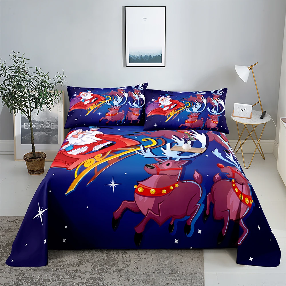 

Sled Car 0.9/1.2/1.5/1.8/2.0m Digital Printing Polyester Bed Flat Sheet With Pillowcase Print Bedding Set