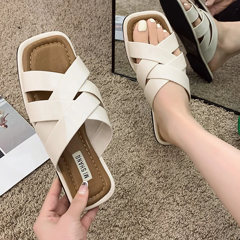 

2021 Women Slippers Hollow Out Beach Summer Weave Flat Sandals Fashion Women Casual Sexy Open Toed Summer Office Woman Shoes