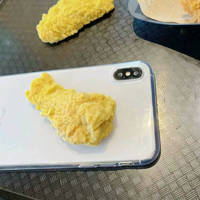 KEXIN Funny 3D Fried Chicken wings Phone Case For Apple iphone XR XS MAX X7 8 6S 6 Plus TPU Clear Back Covers Cases Cartoon |