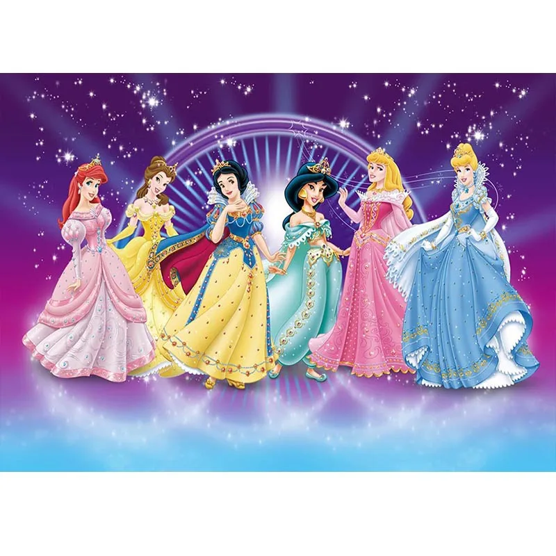 Тканевый фон для фотографирования детей с изображением героев Диснея принцесс