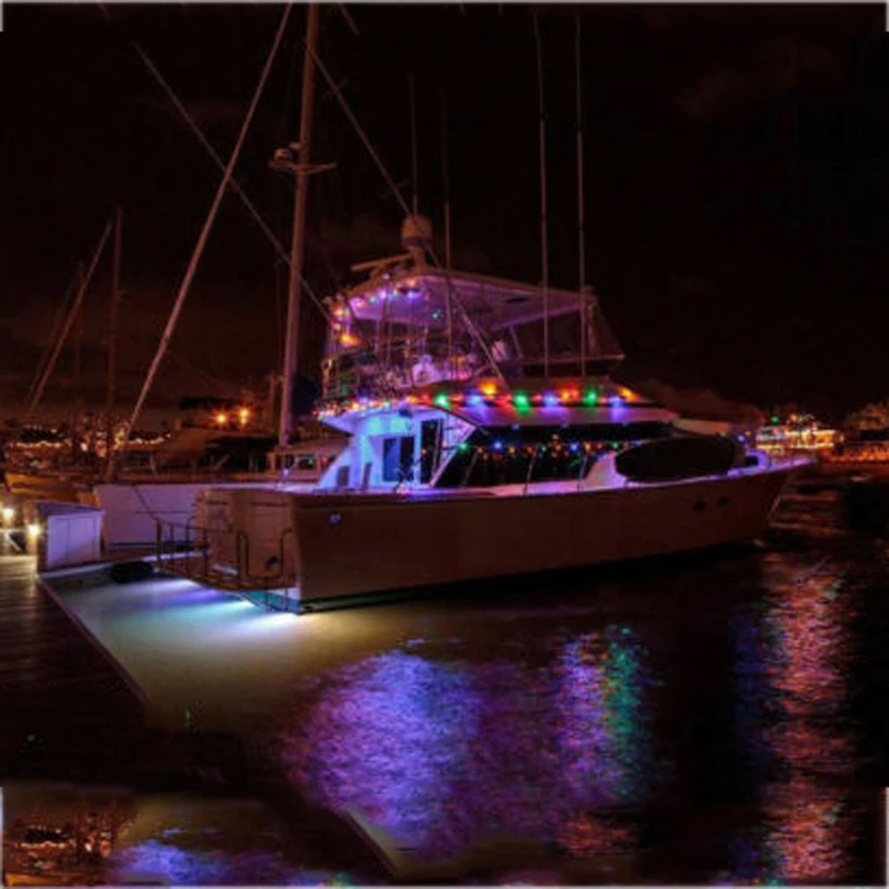 LED Подводный свет RGB для лодки или яхты, водонепроницаемый, 12 В, набор светильников для носового прицепа RV, понтона, морского акцента.