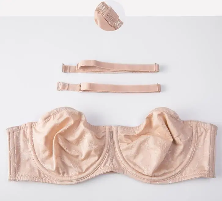 Smooth Women's Multi-way Strapless Bra Jacquard No-padded Convertible Unlined Underwire 32 34 36 38 40 42 A B C D DD E F