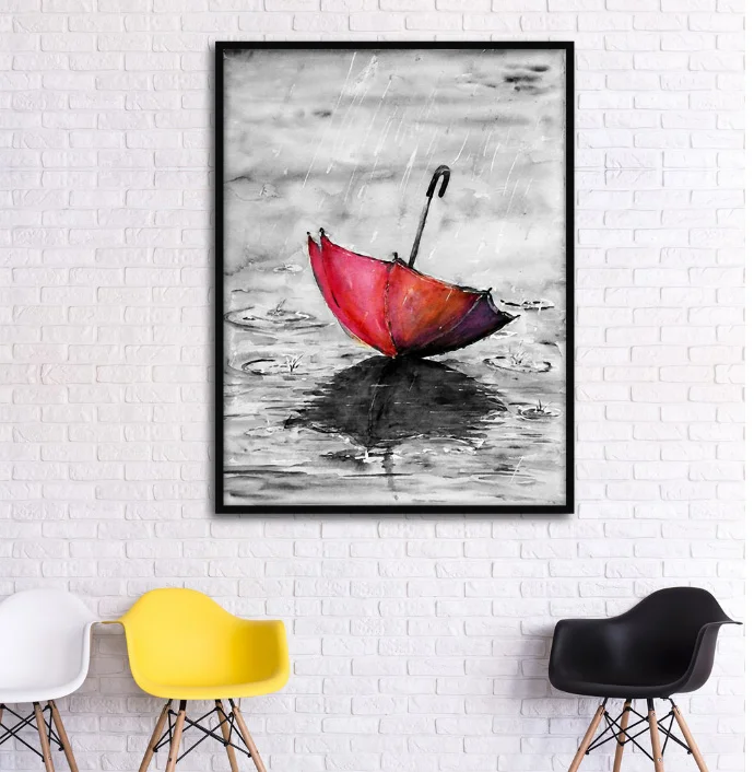 Настенная картина на холсте Зонт от ветра Европейский стиль ретро исцеляющая