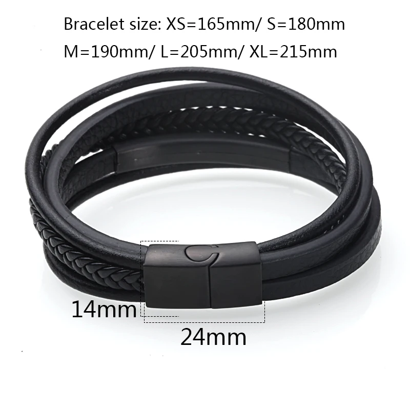 Mcllroy кожаный браслет/мужской/модный/из нержавеющей стали панк многослойный