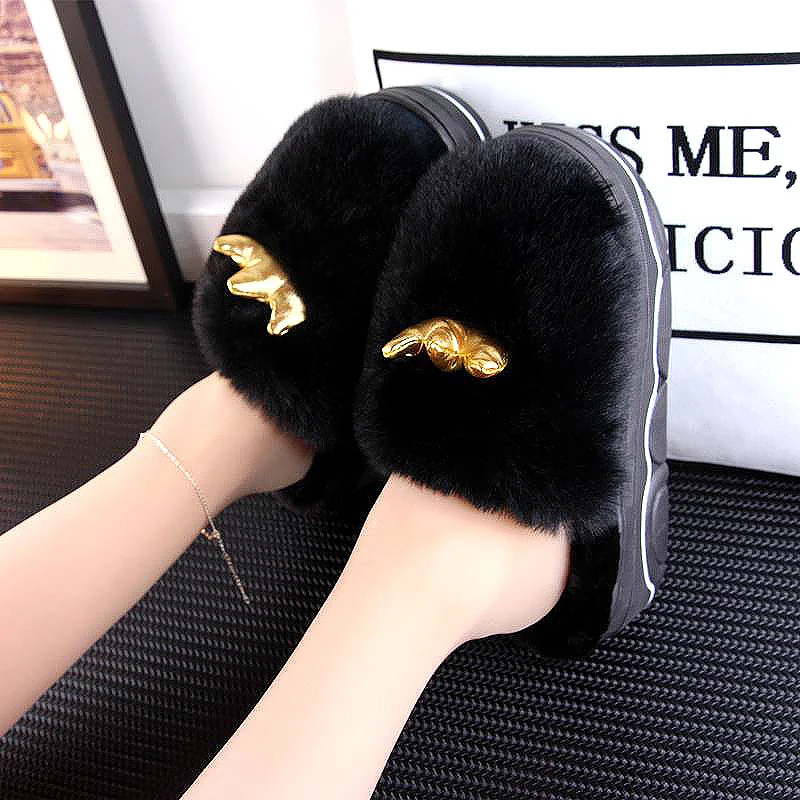 Новые зимние хлопковые тапочки на рифленой подошве Милые теплые домашние