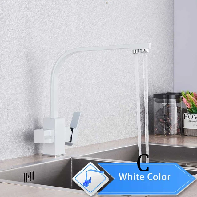 White Color C Очистка кухонных смесителей черный выдвижной кухонный фильтр для воды кран трехходовой torneira para cozinha de parede кран для кухни - Цвет: White Color C