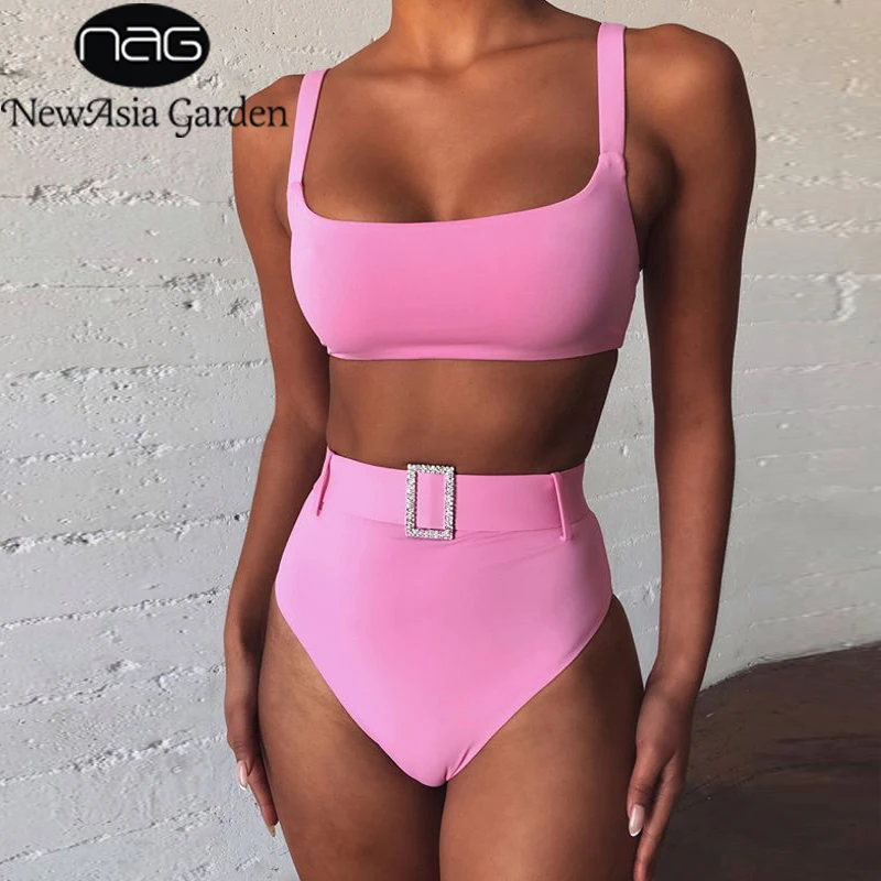 Купальник бикини женский с высокой талией и кристаллами|Купальники| |