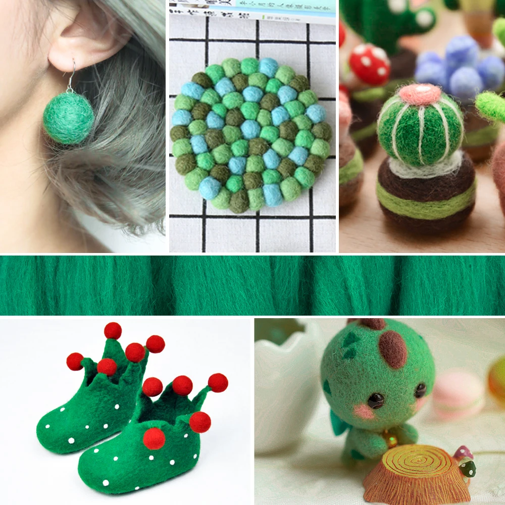 500 г шерстяной войлок Рождественская зеленая игла ткань для валяния рукоделия