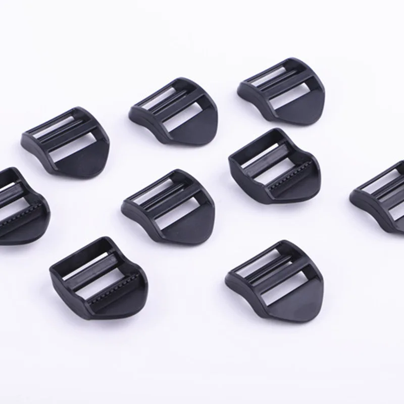 

10pcs Plastic Black Ladder Lock Slider Release Buckles for Backpack Straps Webbing
